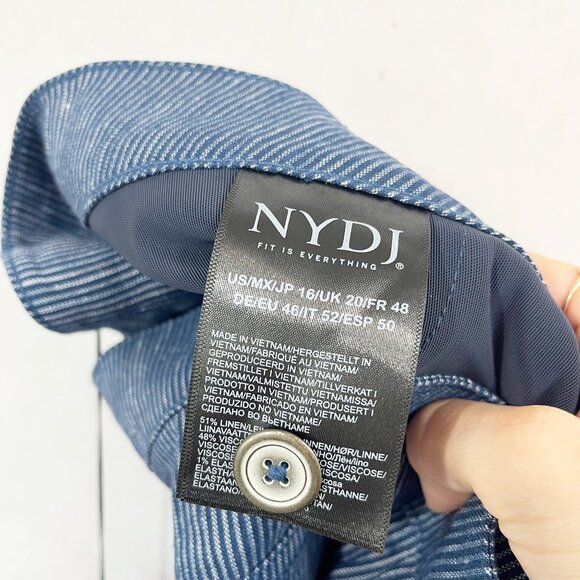 NEW NYDJ Curves 360 The Trouser in Agua Stripe Linen Blend Blue - Size 16 - Picture 6 of 9